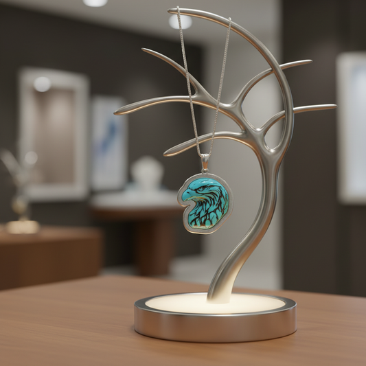 Sterling Silver Turquoise Eagle Pendant Necklace