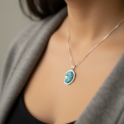 Sterling Silver Turquoise Eagle Pendant Necklace