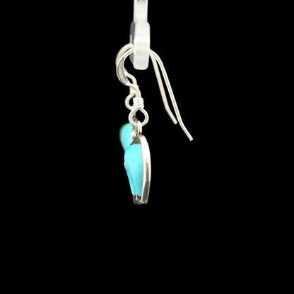 Sterling Silver Turquoise Bear Heartline Dangle Earrings
