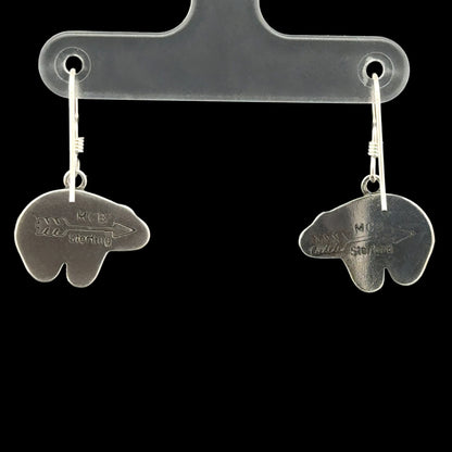 Sterling Silver Turquoise Bear Heartline Dangle Earrings