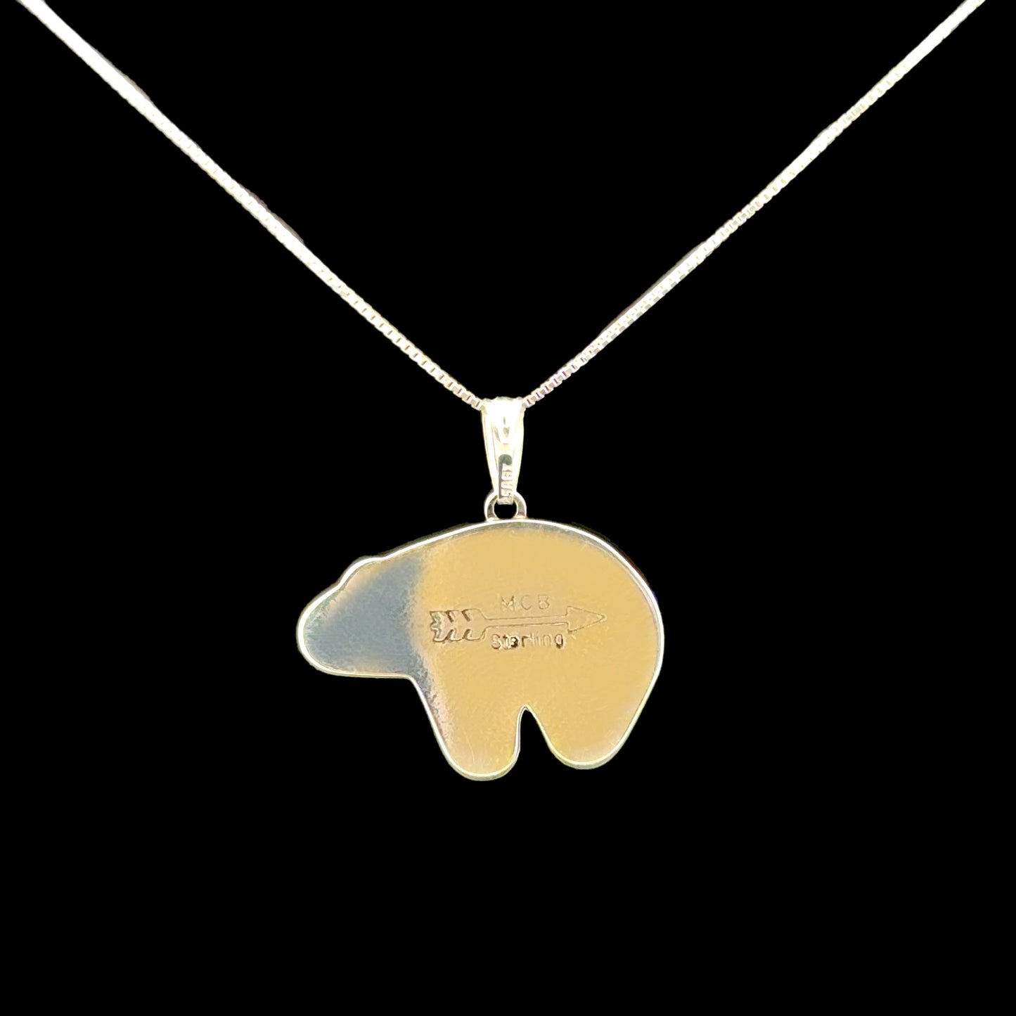 Sterling Silver Turquoise Bear Pendant Necklace