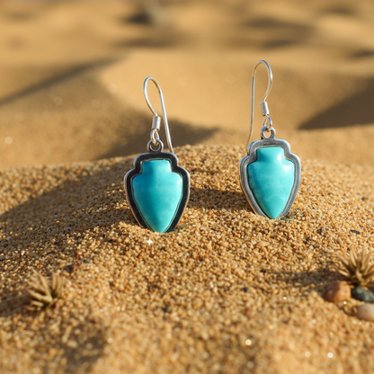 Sterling Silver Turquoise Arrowhead Dangle Earrings