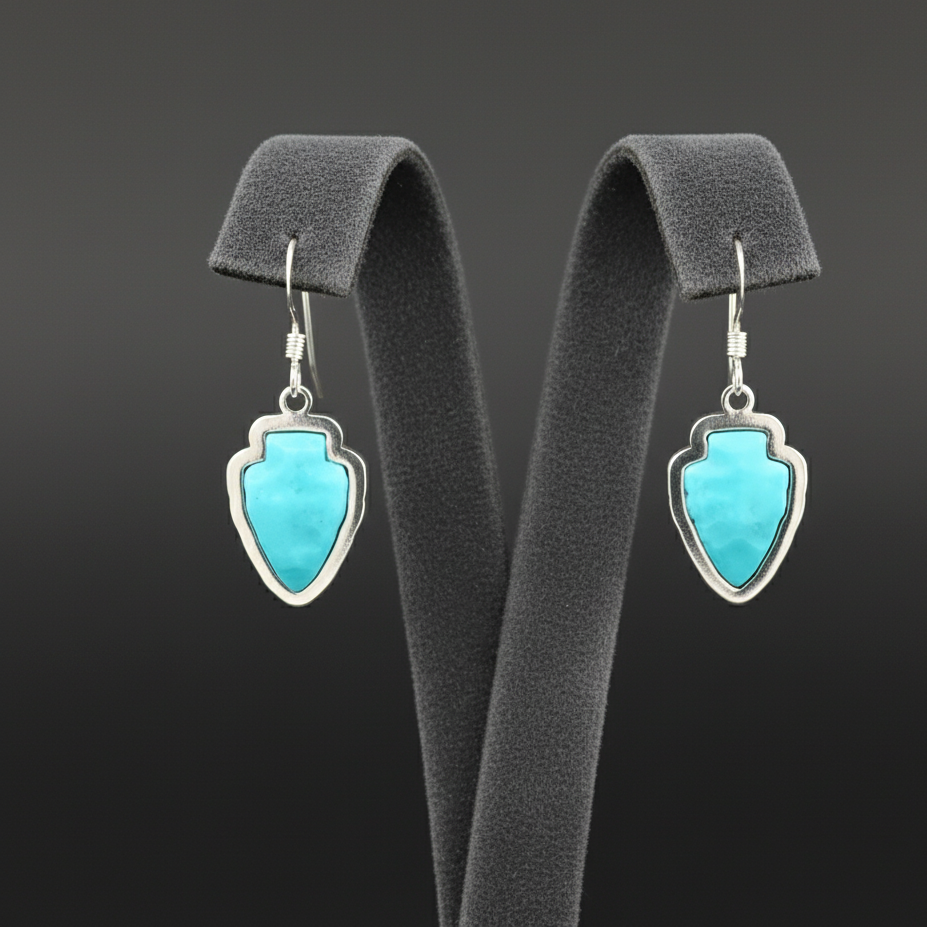 Sterling Silver Turquoise Arrowhead Dangle Earrings