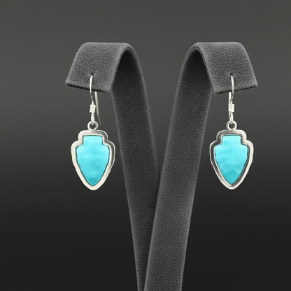 Sterling Silver Turquoise Arrowhead Dangle Earrings