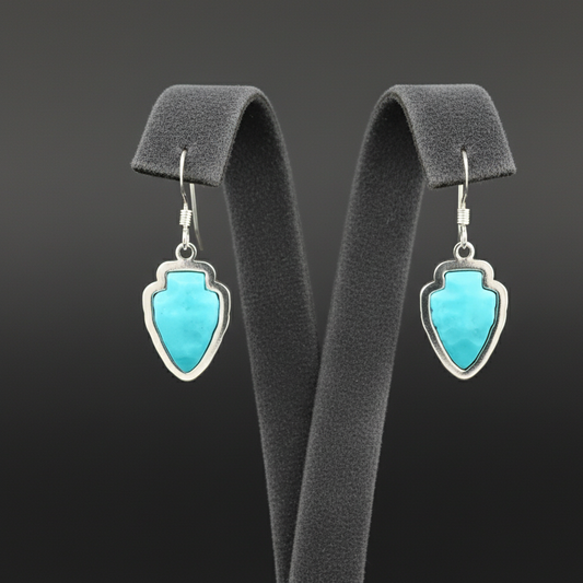Sterling Silver Turquoise Arrowhead Dangle Earrings