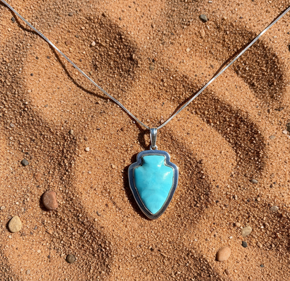 Sterling Silver Turquoise Arrowhead Pendant Necklace