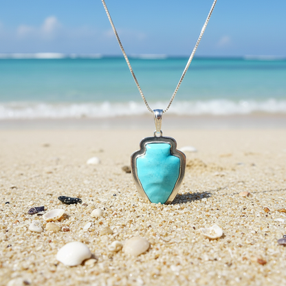 Sterling Silver Turquoise Arrowhead Pendant Necklace
