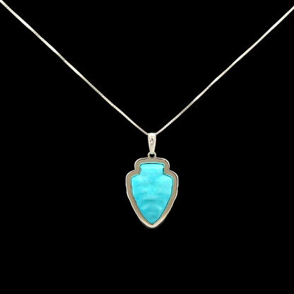 Sterling Silver Turquoise Arrowhead Pendant & Earrings Jewelry Set
