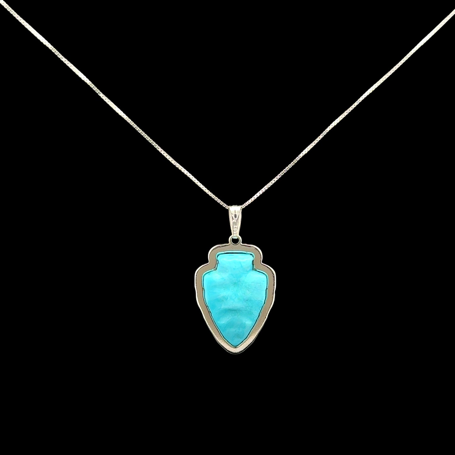 Sterling Silver Turquoise Arrowhead Pendant Necklace