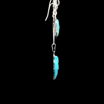 Sterling Silver Turquoise Arrowhead Pendant & Earrings Jewelry Set