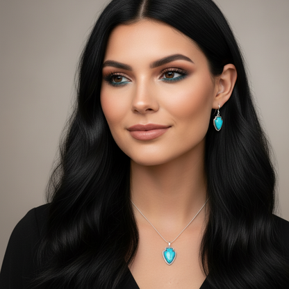 Sterling Silver Turquoise Arrowhead Dangle Earrings