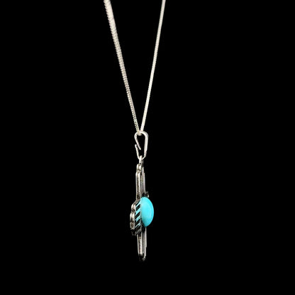 Sterling Silver Turquoise Zia Sun Pendant Necklace
