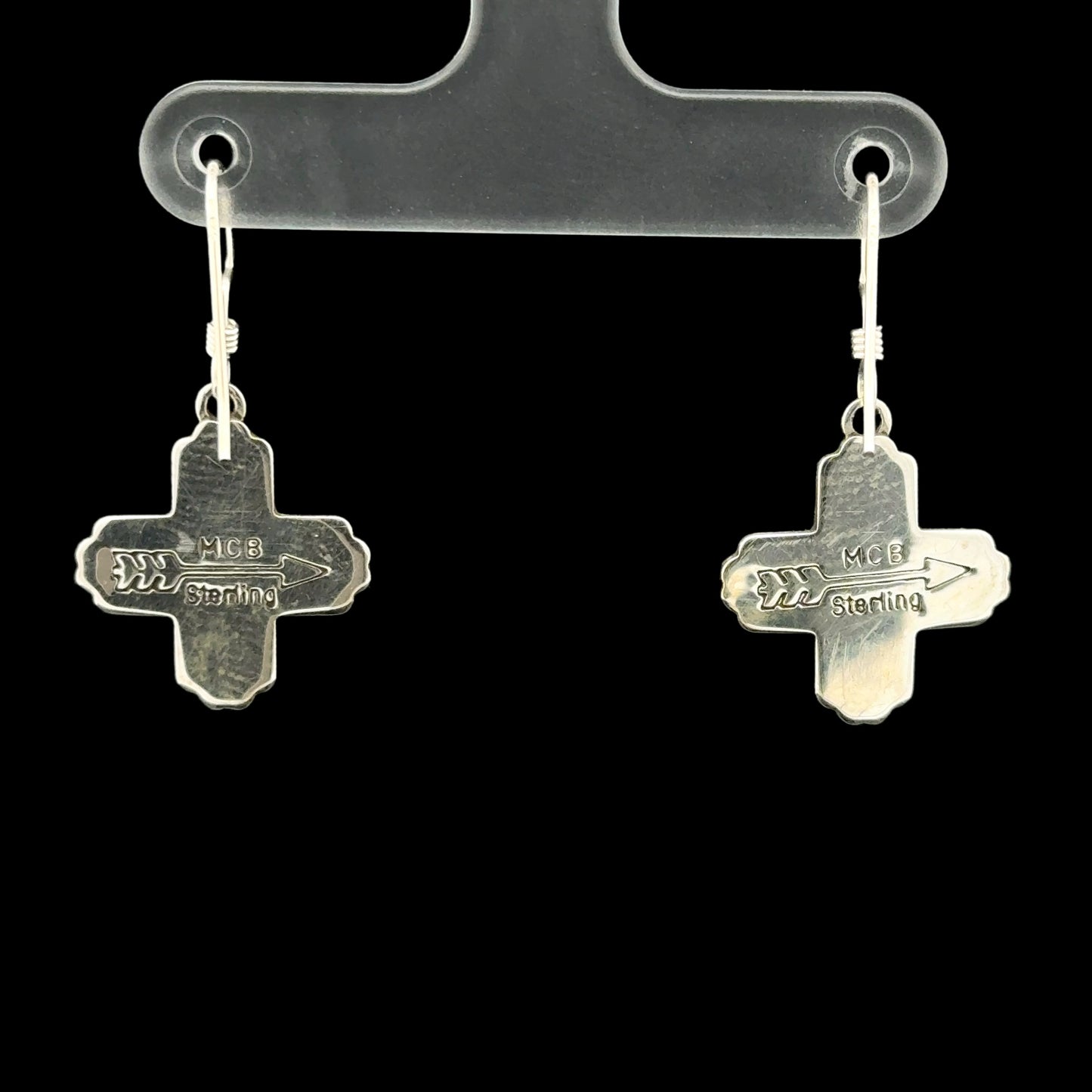 Sterling Silver Turquoise Zia Sun Dangle Earrings