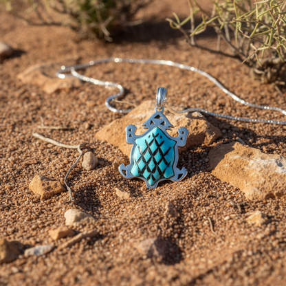 Sterling Silver Turquoise Horny Toad Pendant Necklace