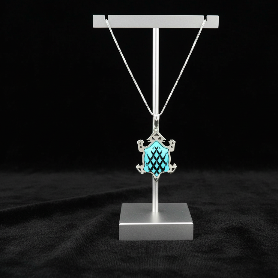 Sterling Silver Turquoise Horny Toad Pendant & Earrings Set