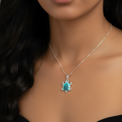 Sterling Silver Turquoise Horny Toad Pendant Necklace