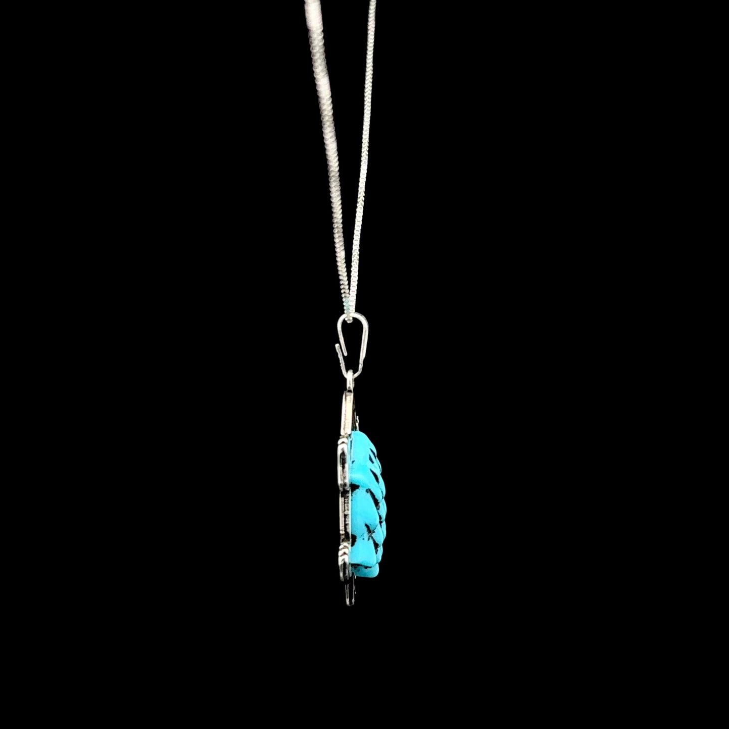Sterling Silver Turquoise Horny Toad Pendant Necklace