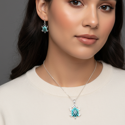 Sterling Silver Turquoise Horny Toad Dangle Earrings