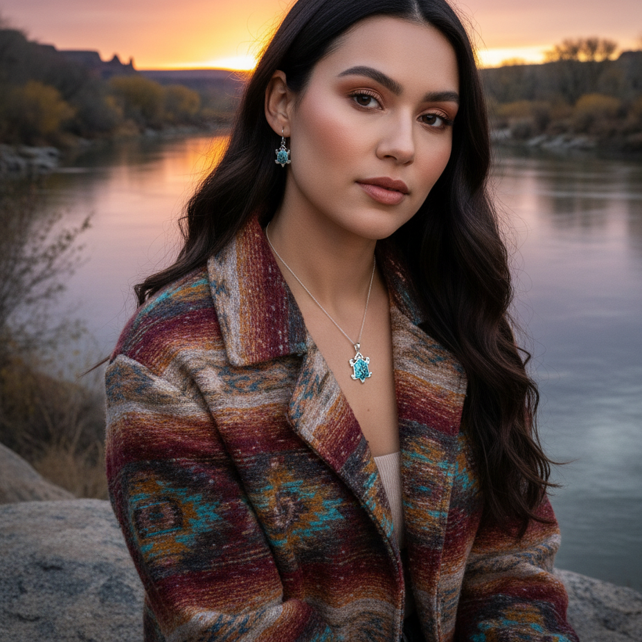 Sterling Silver Turquoise Horny Toad Pendant Necklace
