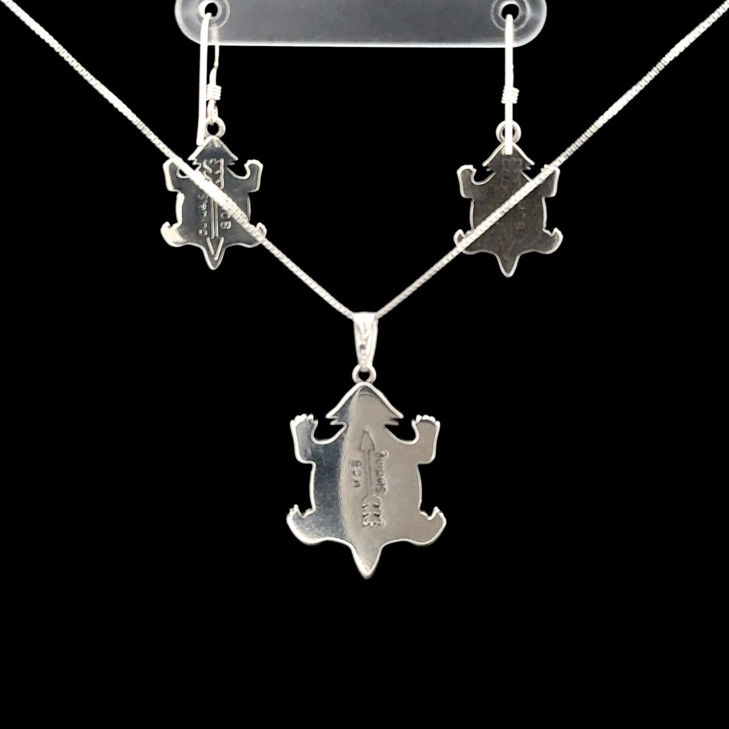 Sterling Silver Turquoise Horny Toad Pendant & Earrings Set