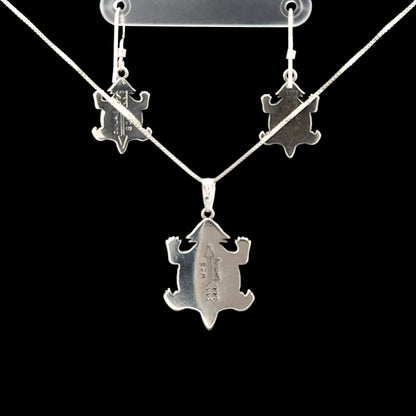 Sterling Silver Turquoise Horny Toad Pendant & Earrings Set