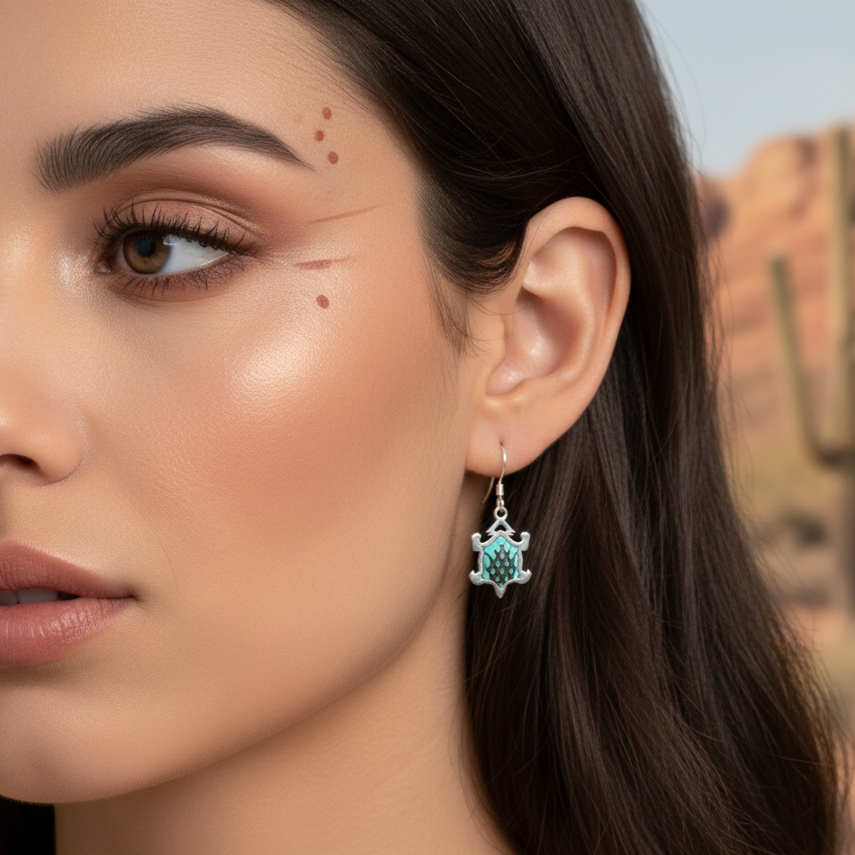 Sterling Silver Turquoise Horny Toad Dangle Earrings