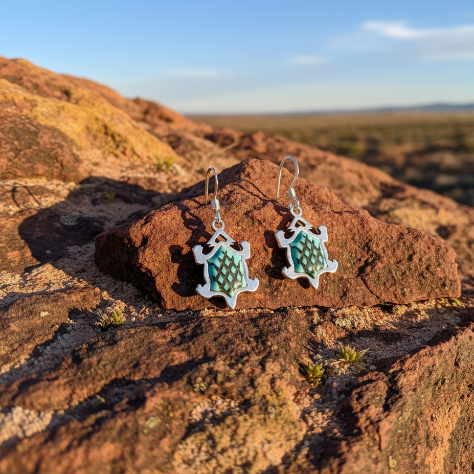 Sterling Silver Turquoise Horny Toad Dangle Earrings