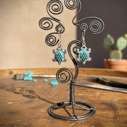 Sterling Silver Turquoise Horny Toad Dangle Earrings