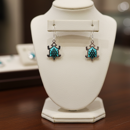 Sterling Silver Turquoise Horny Toad Dangle Earrings