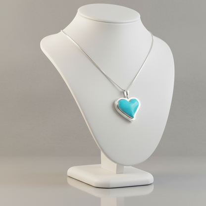 Sterling Silver Turquoise Heart Pendant Necklace