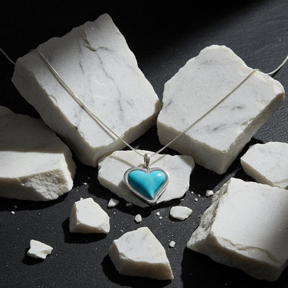 Sterling Silver Turquoise Heart Pendant Necklace