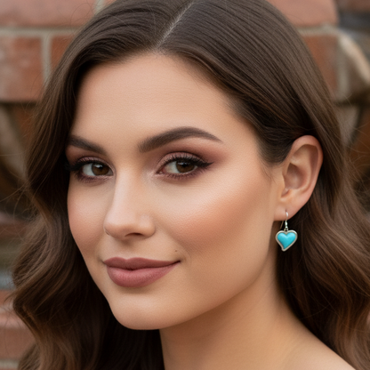 Sterling Silver Turquoise Heart Dangle Earrings