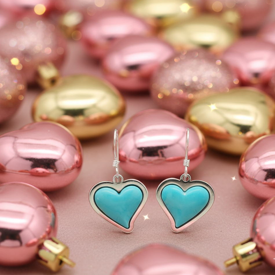 Sterling Silver Turquoise Heart Dangle Earrings