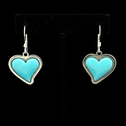 Sterling Silver Turquoise Heart Dangle Earrings