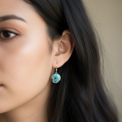 Sterling Silver Turquoise Eagle Head Dangle Earrings