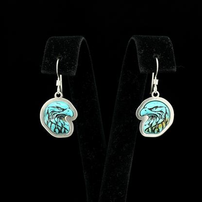 Sterling Silver Turquoise Eagle Head Dangle Earrings
