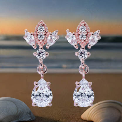 Rose Gold Antique Chandelier CZ Drop Earrings