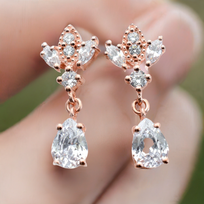 Rose Gold Antique Chandelier CZ Drop Earrings