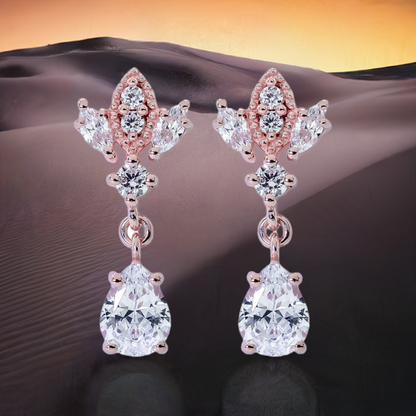 Rose Gold Antique Chandelier CZ Drop Earrings