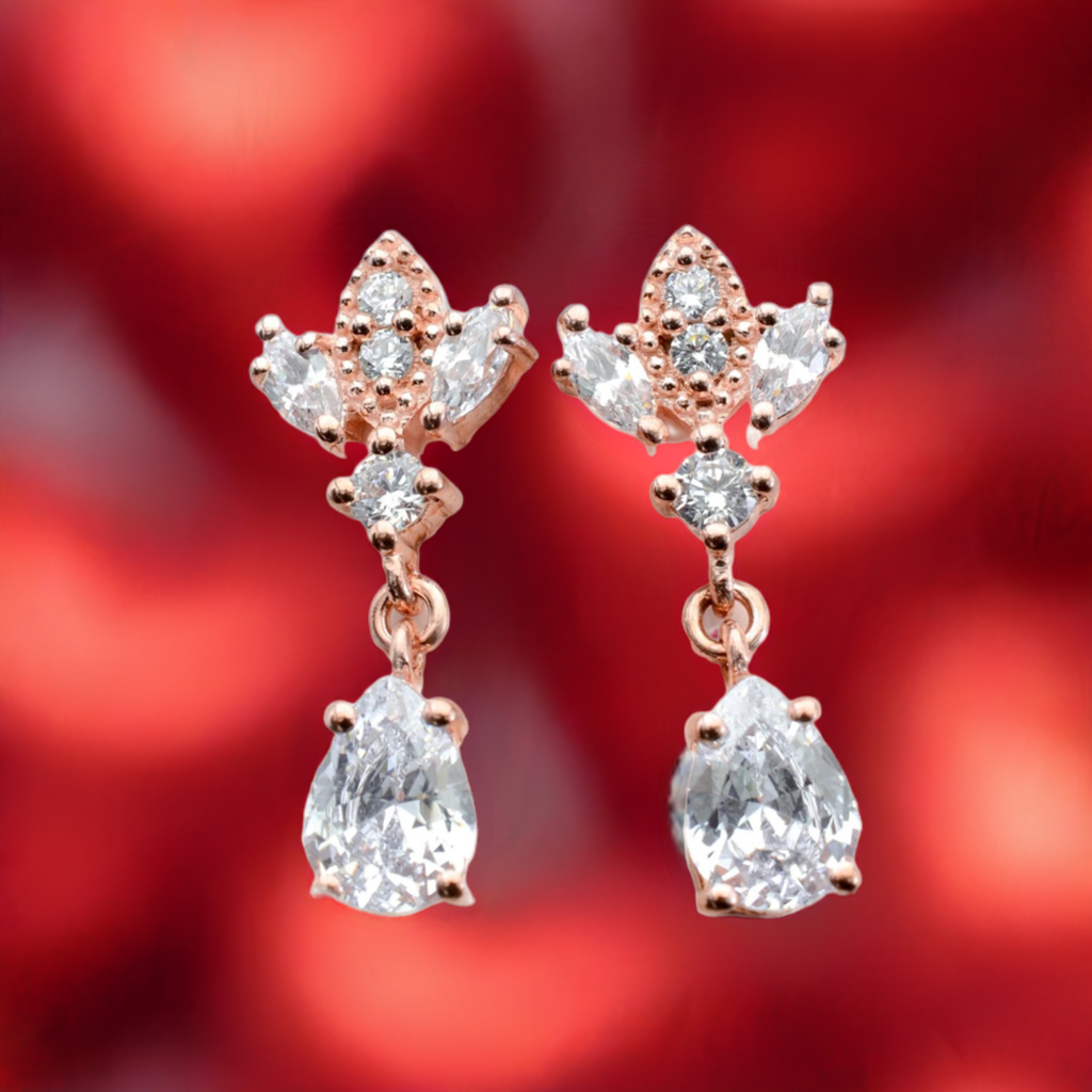 Rose Gold Antique Chandelier CZ Drop Earrings