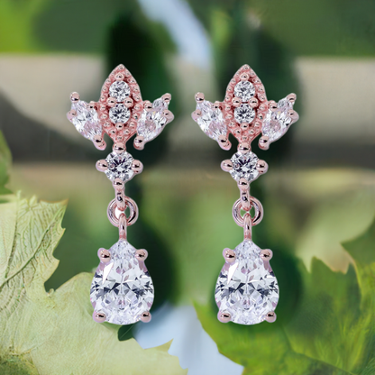 Rose Gold Antique Chandelier CZ Drop Earrings