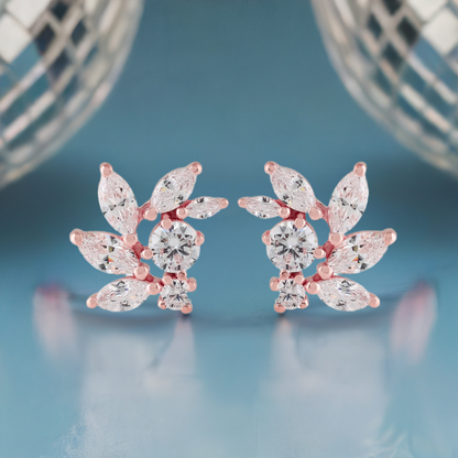 Rose Gold CZ Bridal Earrings