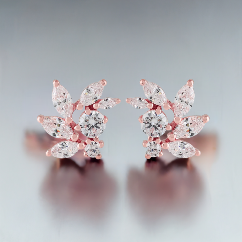 Rose Gold CZ Bridal Earrings