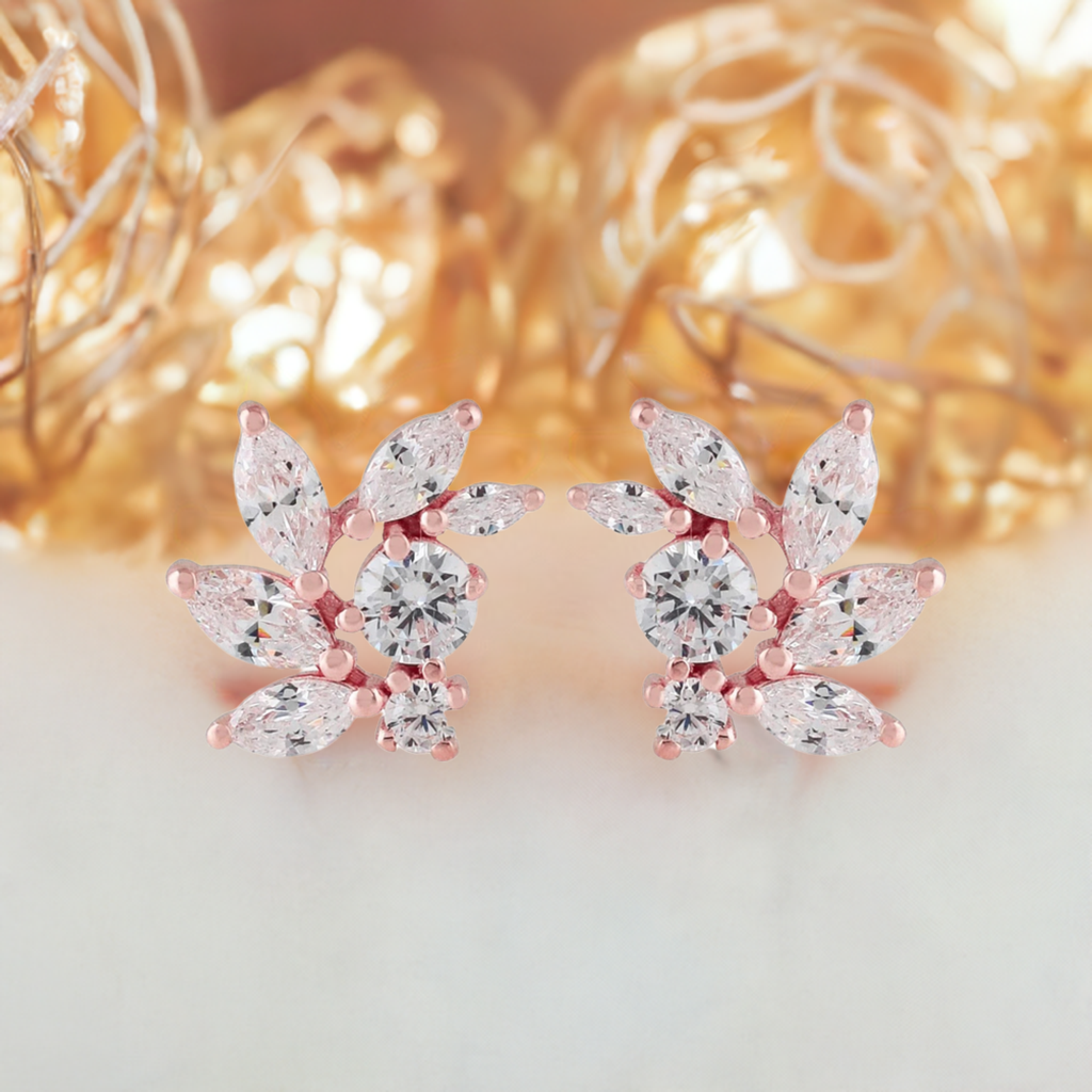 Rose Gold CZ Bridal Earrings