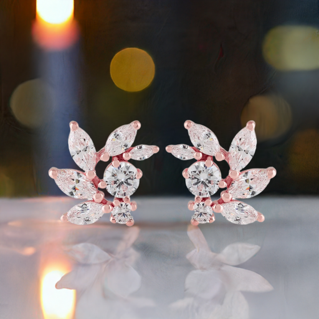 Rose Gold CZ Bridal Earrings