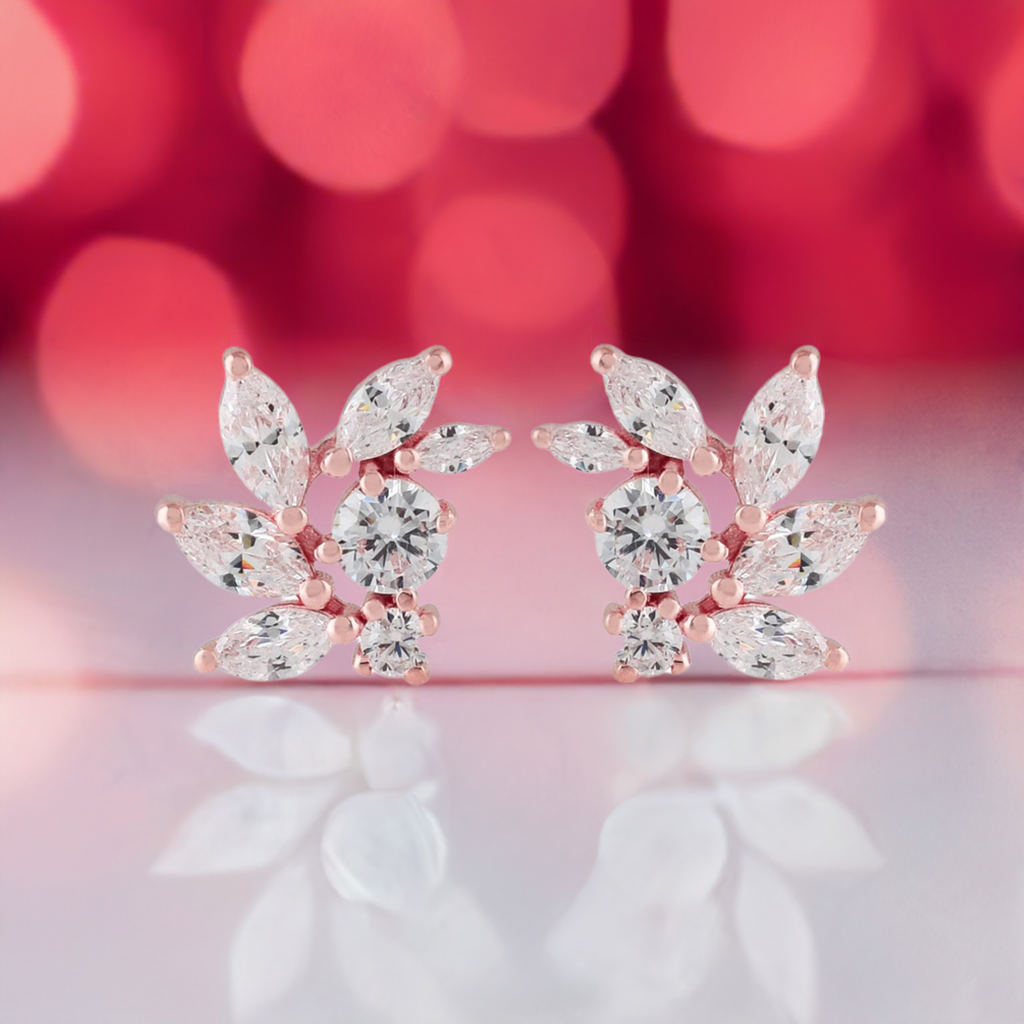 Rose Gold CZ Bridal Earrings