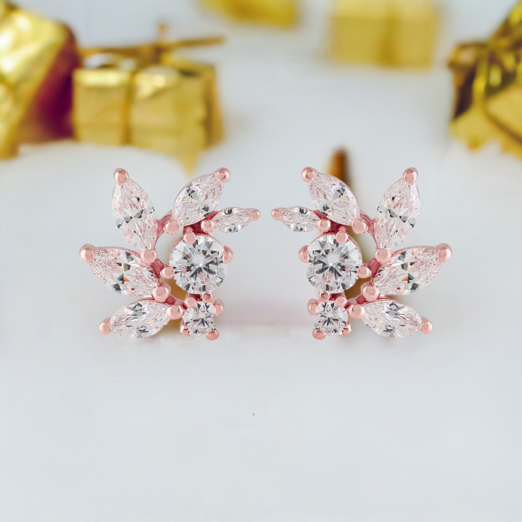 Rose Gold CZ Bridal Earrings