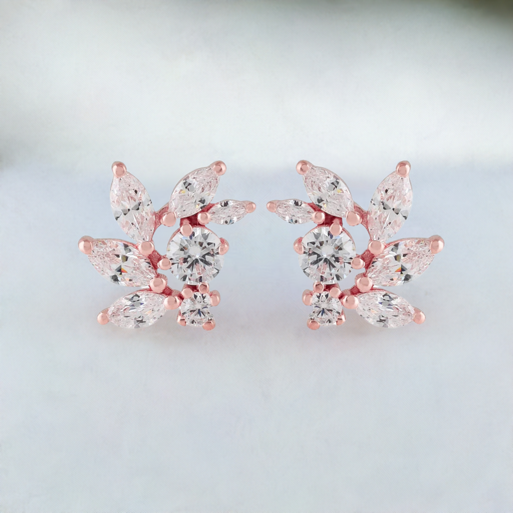 Rose Gold CZ Bridal Earrings