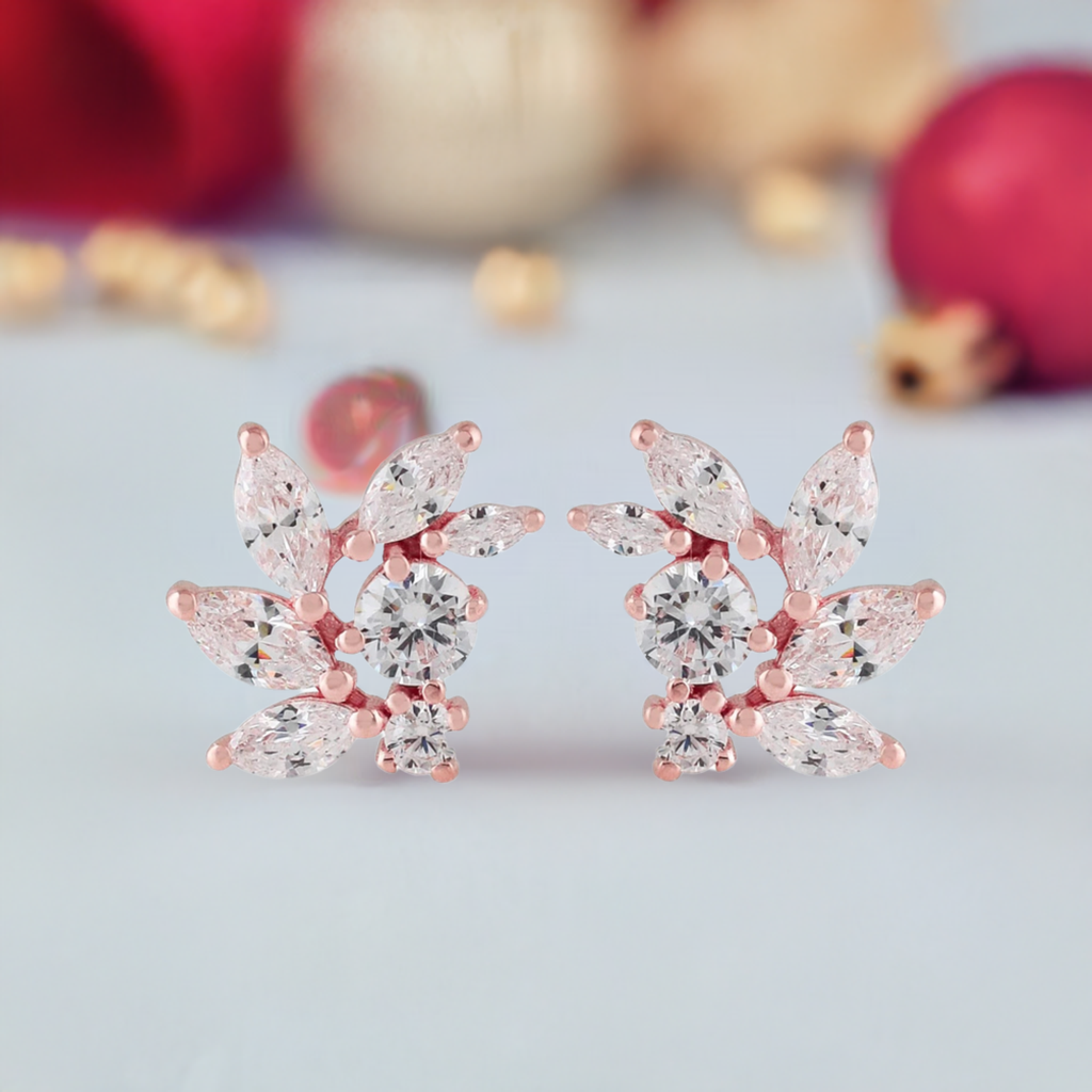 Rose Gold CZ Bridal Earrings