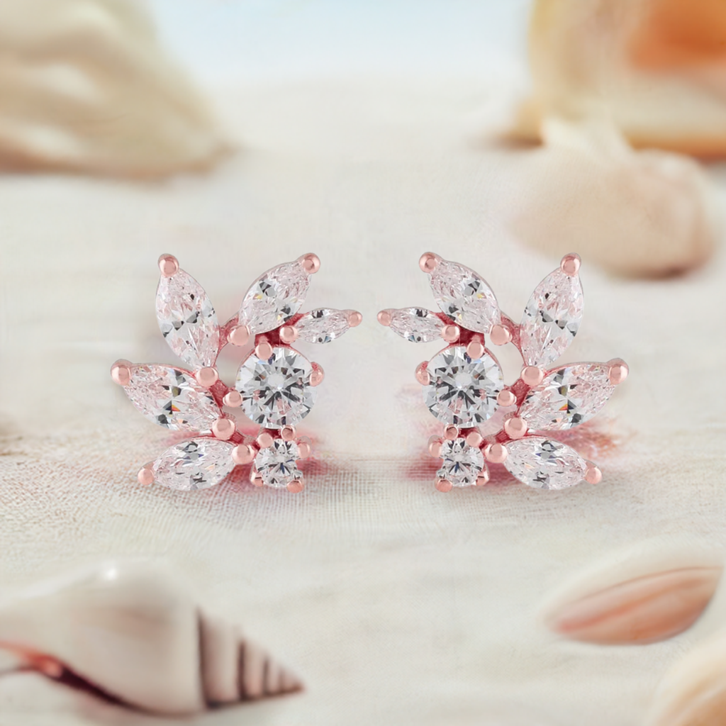 Rose Gold CZ Bridal Earrings